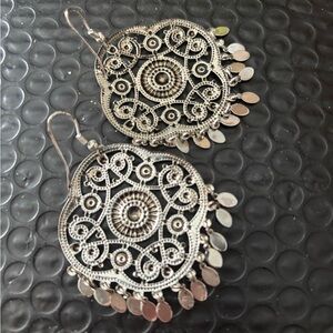 Elegant Silver Filigree Earrings Avon